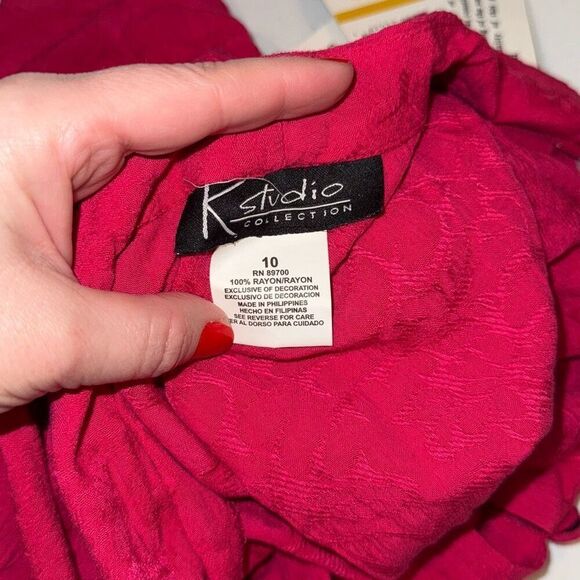 NWT Vintage Magenta Embroidered Short Sleeve Button Down Shirt Size 10 - Picture 9 of 9